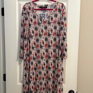 Lucky & Blessed Red and Black Card Print Dress